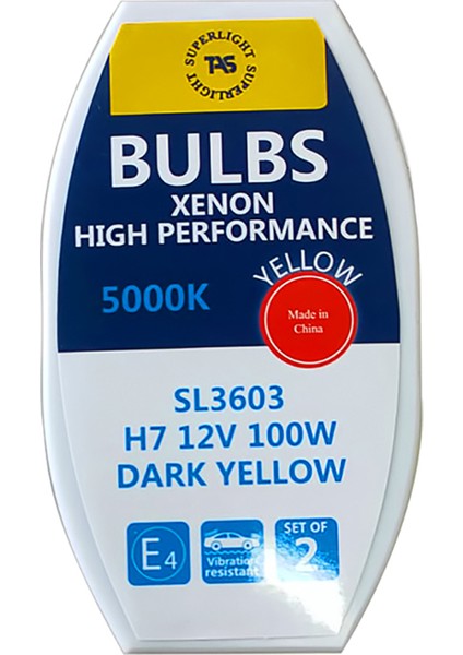 H7 Sarı Ampul Xenon Yellow 100W 2 Adet (1 Takım) SL3603