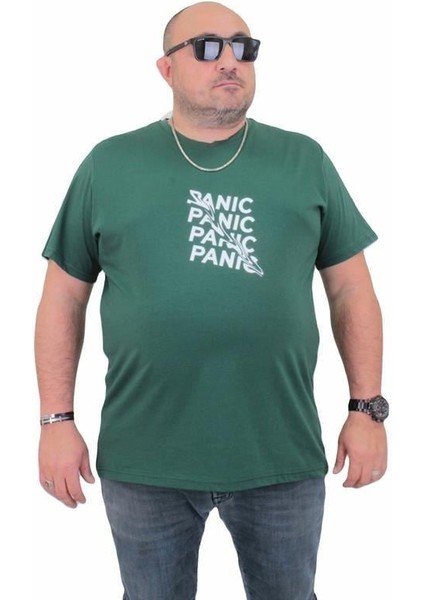Erkek Büyük Beden Sıfır Yaka Tişört Panic 24135 Neftı