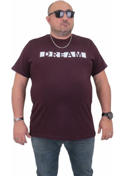 Erkek Büyük Beden Sıfır Yaka Tişört Dream 24140 Murdum