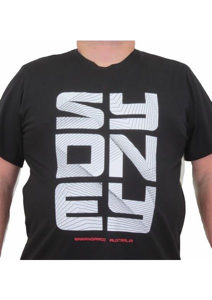Erkek Büyük Beden Sıfır Yaka Tişört Sydney 24139 Sıyah fiyatları