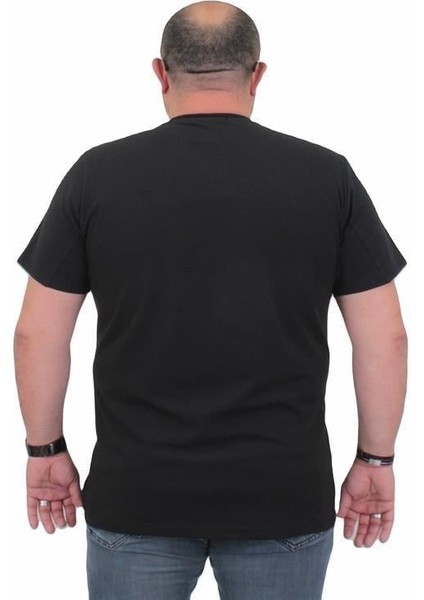 Erkek Büyük Beden Sıfır Yaka Tişört Sydney 24139 Sıyah modelleri