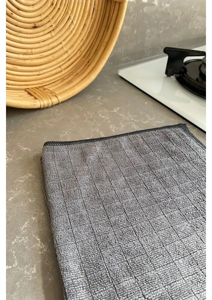 Emir-Ay 3 Adet Mikrofiber Mutfak Bezi Temizlik Bezi Gri Renk 40*40 cm