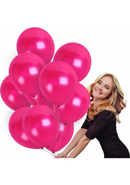 Vıp 100 Pcs Shıny Metallıc Pink Balloon Vıp Kalite Parlak Metalik Pembe Balon Helyum Gazı Uyumludur