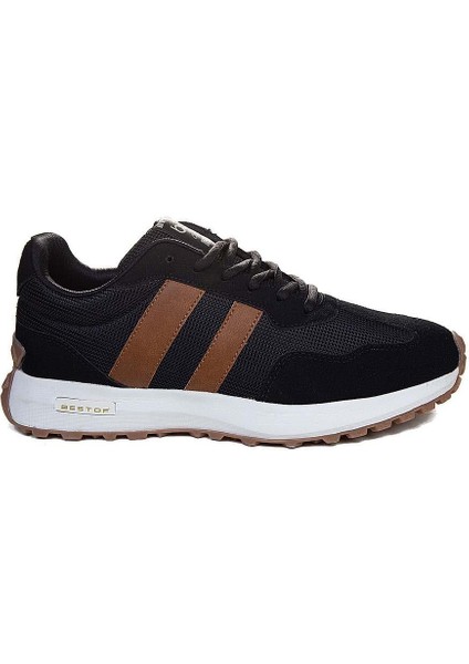 Erkek Siyah Taba Mevsimlik Kauçuk Kaymaz Taban Comfort Sneaker