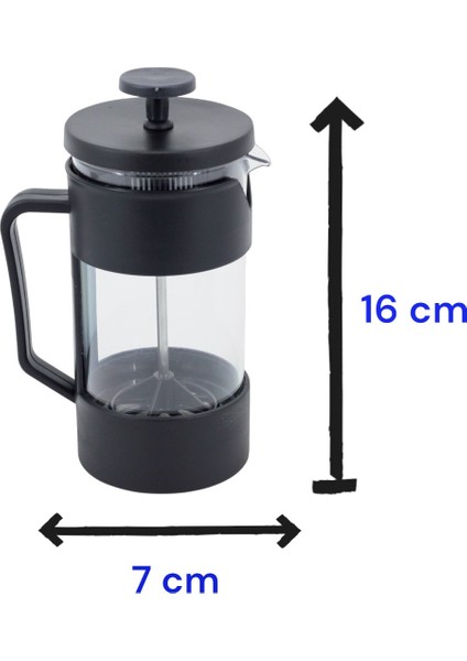 French Press Siyah Kupa Badem Drajeli Hediye Seti