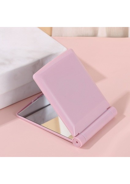 Katlanır Mini Işıklı Makyaj Aynası Cep Çanta Aynası 8 LED Pilli Pembe
