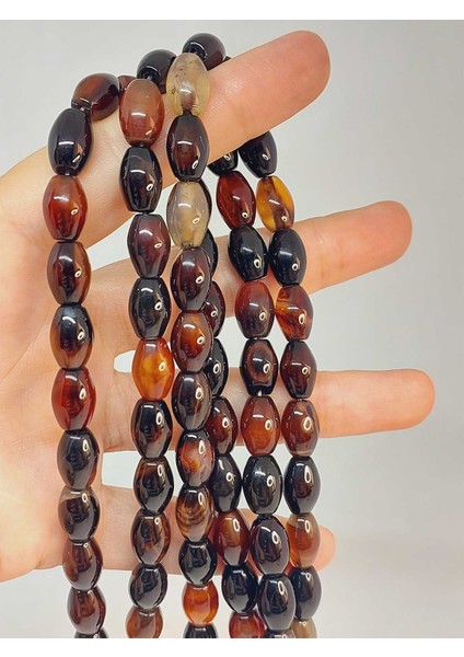 Akik Taşı Arpa Kesim 8X11MM Dizi (49418)