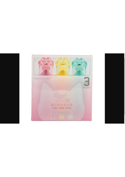 Fosforlu Kalem Pati 3'lü Aralık 2023 Kırtasiye Hediyelik Yaratıcı Kedi Paw Vurgulayıcı Kawaii