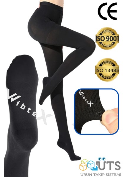 Varis Çorabı Külotlu Burnu Kapalı (Siyah Renk) Orta Basınç Ccl2(Çift Bacak)
