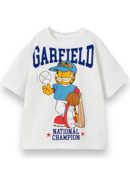 Sevimli Kedi Garfield Karakterli Erkek Çocuk Tişört