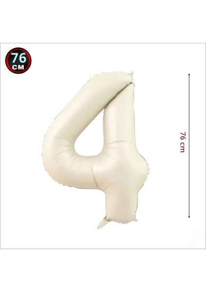 4 Yaş Rakam Krem Folyo Balon - 76 cm