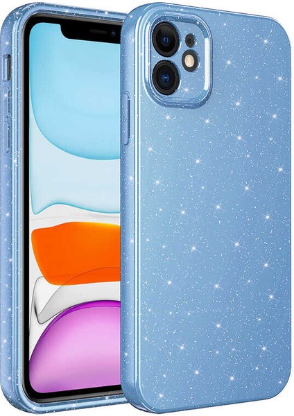 Apple iPhone 11 Kılıf Kamera Korumalı Simli Lüks Işıltılı Silikon