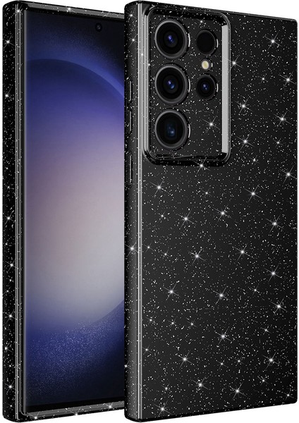 Samsung Galaxy S23 Ultra Kılıf Kamera Korumalı Simli Lüks Işıltılı Silikon