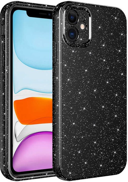 Apple iPhone 7 Kılıf Kamera Korumalı Simli Lüks Işıltılı Silikon