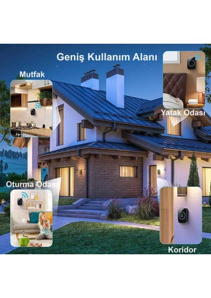 Ledli Modern Kablosuz Kapı Zili 300METRE Menzil 60 Çeşit Zil 5 Seviye Ses