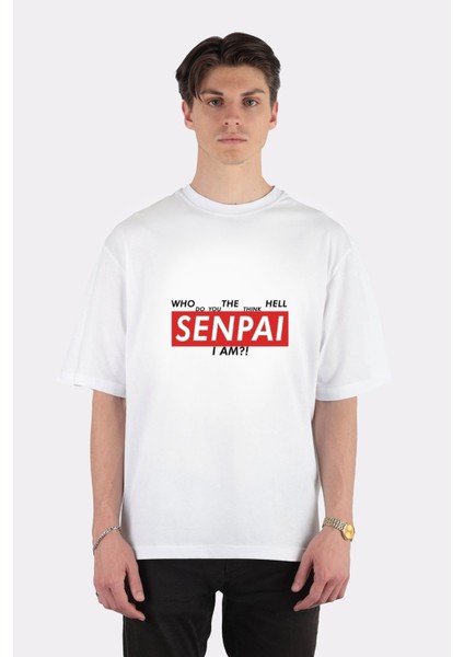 Beyaz Oversize T-Shirt Senpai