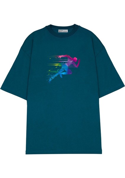 Oversize T-Shirt Koşan Adam