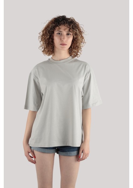 Kadın Oversize Bisiklet Yaka T-Shirt