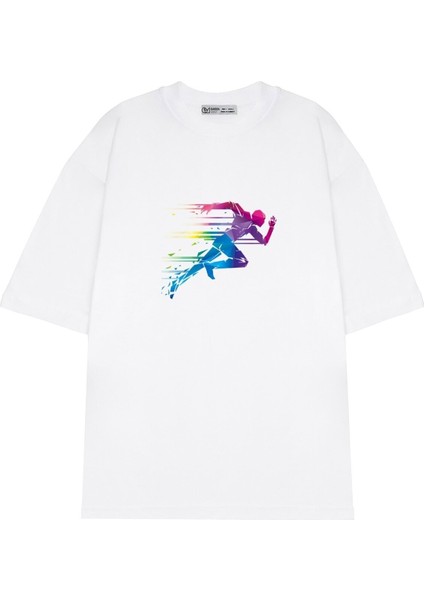 Oversize T-Shirt Koşan Adam