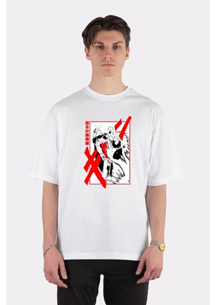 Beyaz Oversize T-Shirt Gohan Vs Cell