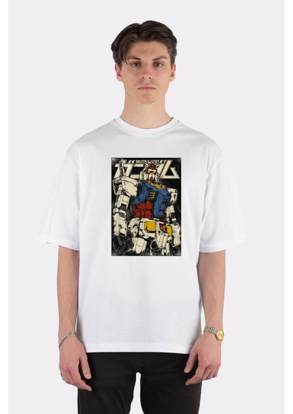 Beyaz Oversize T-Shirt Gundam The First