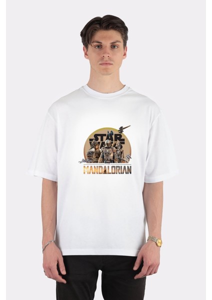 Beyaz Oversize T-Shirt Mandalorian Line-Up