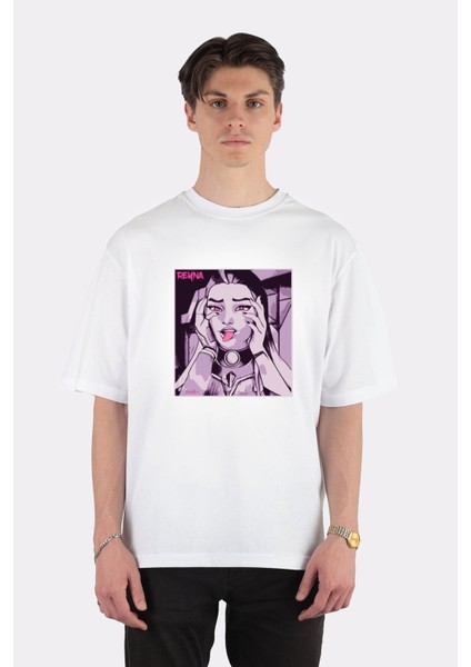 Beyaz Oversize T-Shirt Reyna Ahegao Fan Art