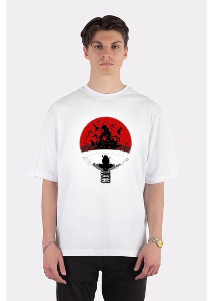 Beyaz Oversize T-Shirt Itachi Uchiha Amazing Clan