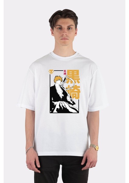 Beyaz Oversize T-Shirt Bleach Ichigo