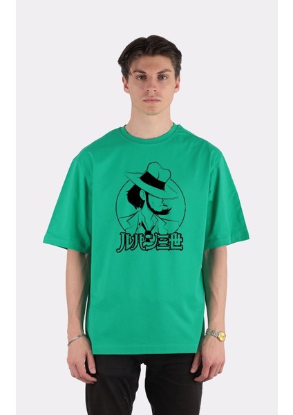 Green Mint Yeşil  Pamuk Bisiklet Yaka Oversize T-Shirt Zoro Samurai Wano Kuni Arc