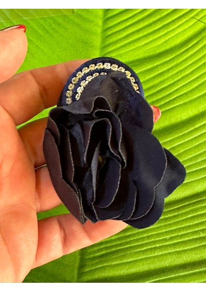 7x5 cm Zirkon Taşlı Çiçekli Tasarım Broş Yaka Iğnesi Türban Iğnesi