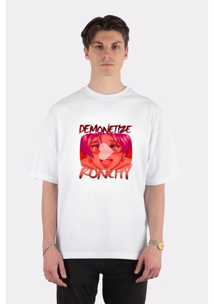 Beyaz Oversize T-Shirt Demonetize Ronchy