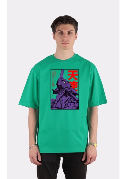 Green Mint Yeşil  Pamuk Bisiklet Yaka Oversize T-Shirt Zoro Samurai Wano Kuni Arc