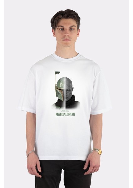 Beyaz Oversize T-Shirt Star Wars Mandalorian Boba Fett Revealed