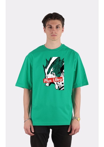 Yeşil Pamuk Bisiklet Yaka Oversize T-Shirt Zoro Samurai Wano Kuni Arc