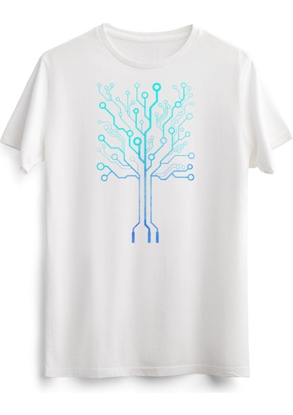 Erkek Beyaz Turquoise Circuit Board Tree