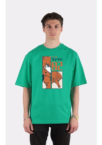 Yeşil Pamuk Bisiklet Yaka Oversize T-Shirt Zoro Samurai Wano Kuni Arc