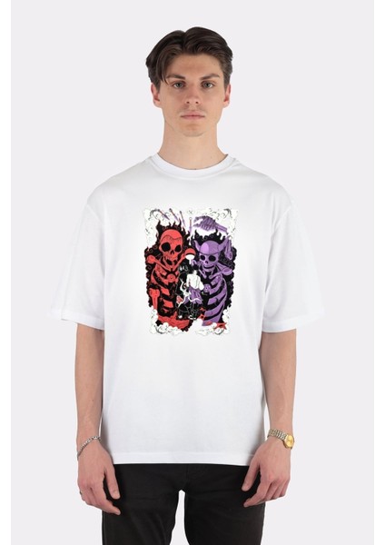 Beyaz Oversize T-Shirt Itachi And Sasuke