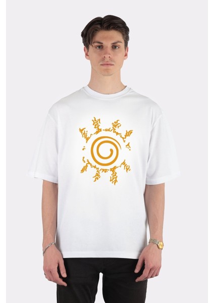 Beyaz Oversize T-Shirt Naruto's Ninja Way