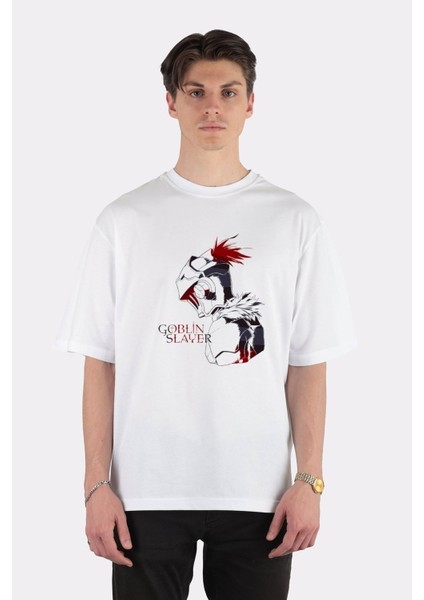 Unisex Beyaz Oversize T-Shirt Goblin Slayer
