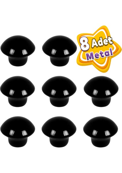 8 Adet Siyah Mantar Düğme Kulp Mobilya Çekmece Dolap Kapak Kulbu Metal Kulp Aksesuarları Vidalı