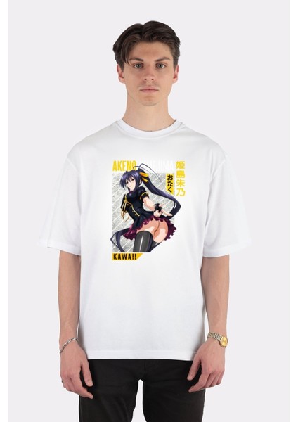 Beyaz Oversize T-Shirt Akeno Himejima, High School Dx , Anime Waifu