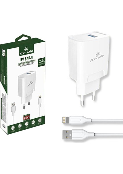 Ev Şarjı Apple Şarj Aleti Lıghtning USB Kablo