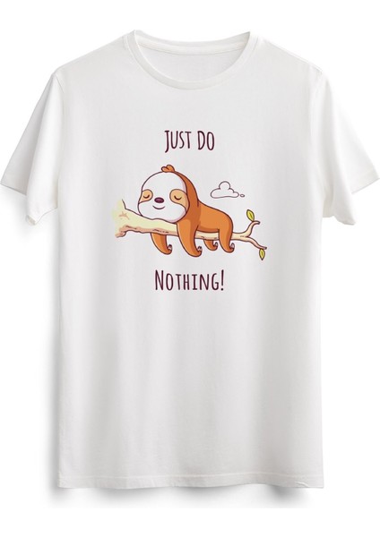 Erkek Beyaz Just Do Nothing - Lazy Sloth