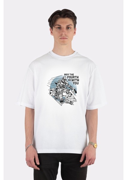 Beyaz Oversize T-Shirt The Mandalorian And Grogu May The Fourth