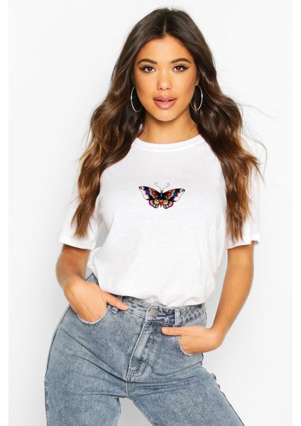 Lila Sevimli Minik Kedi Baskılı Oversize T-Shirt