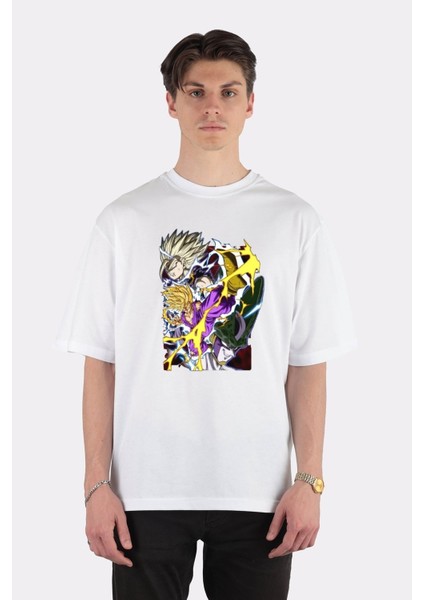 Beyaz Oversize T-Shirt Gohan Vs Cell