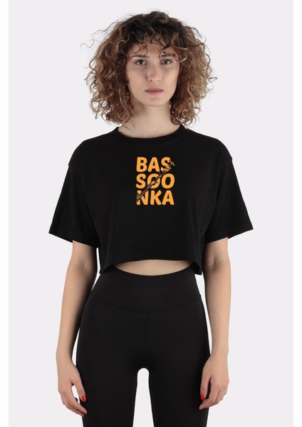 Siyah Pamuk Bisiklet Yaka Crop T-Shirt Bassoonka Bassoon Music Instruments ORCHESTRA_EM1128