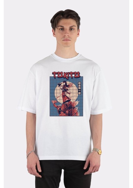 Beyaz Oversize T-Shirt Mist Hashira Muichiro Tokito