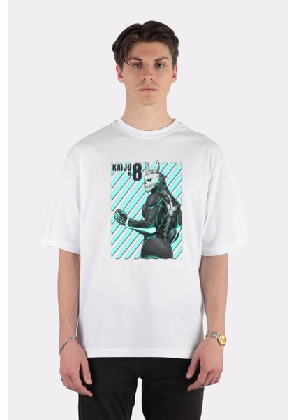 Beyaz Oversize T-Shirt Kaiju No 8